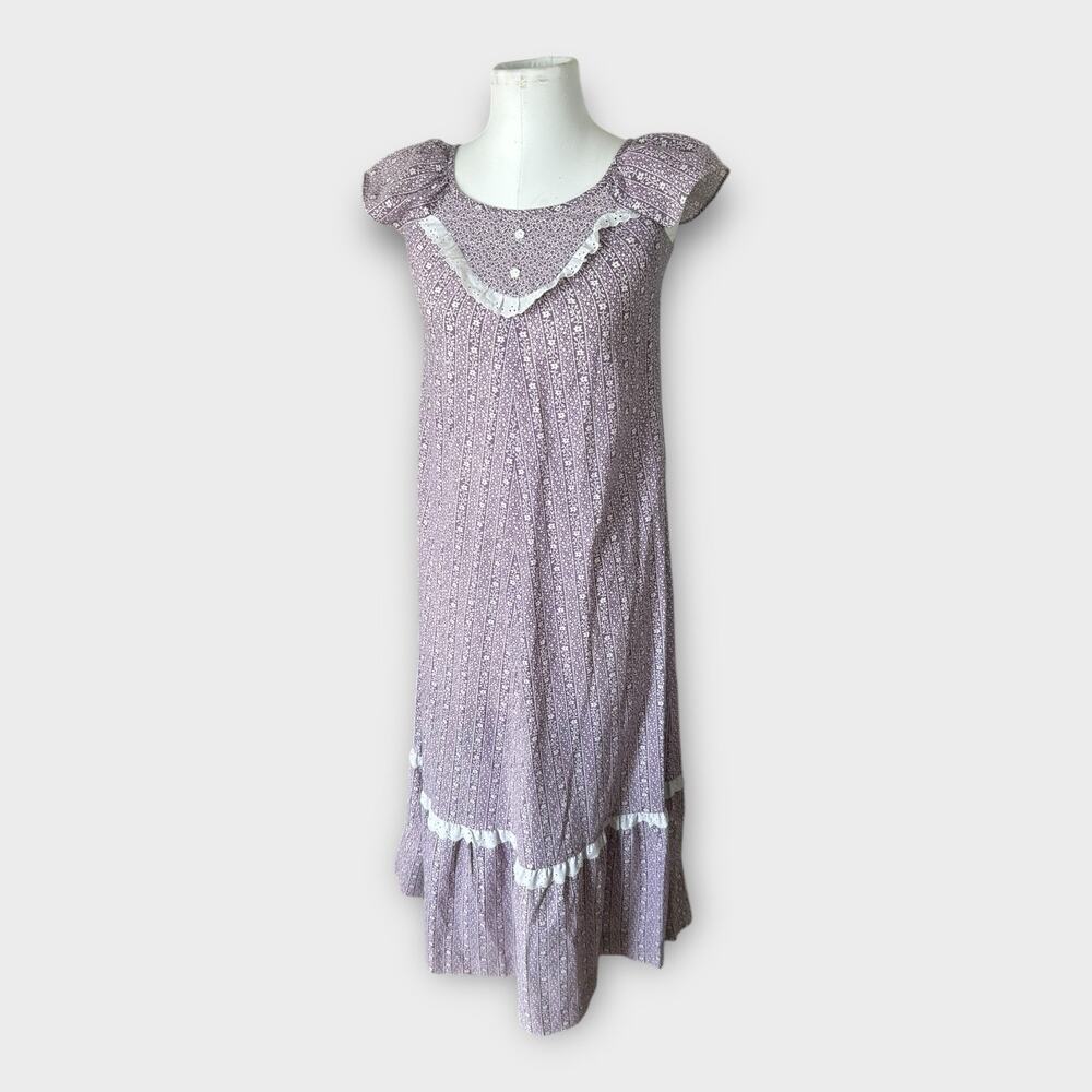 Vintage 70s Hawaiian Maxi Dress Liberty House Purple Cottagecore Boho Maxi sz 4
